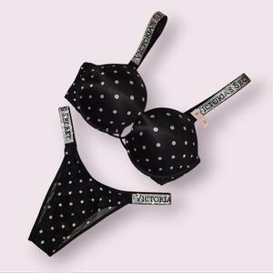 Victoria's Secret Black Polka Dot Lingerie Set